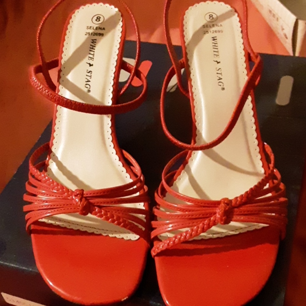 Red sling back shoes